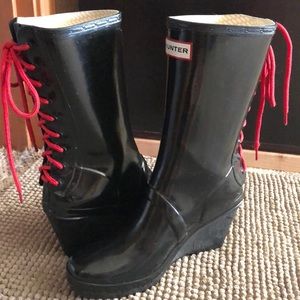Hunter Lace-Up Wedge Rainboot